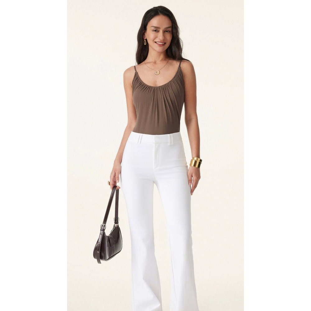 OGL Camisole Brami Tank Top Size S Brown Gathered Built-in Bra w/ Removable Pads